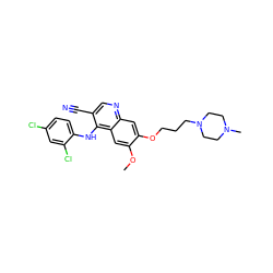 COc1cc2c(Nc3ccc(Cl)cc3Cl)c(C#N)cnc2cc1OCCCN1CCN(C)CC1 ZINC000022930933