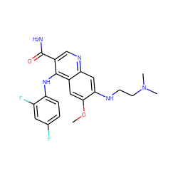 COc1cc2c(Nc3ccc(F)cc3F)c(C(N)=O)cnc2cc1NCCN(C)C ZINC000040934240