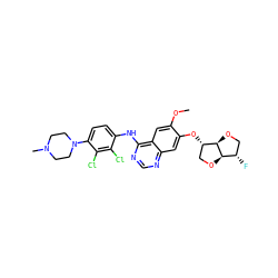 COc1cc2c(Nc3ccc(N4CCN(C)CC4)c(Cl)c3Cl)ncnc2cc1O[C@H]1CO[C@@H]2[C@@H](F)CO[C@H]12 ZINC000117124992