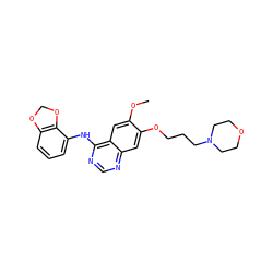 COc1cc2c(Nc3cccc4c3OCO4)ncnc2cc1OCCCN1CCOCC1 ZINC000028004478