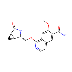 COc1cc2c(OC[C@H]3NC(=O)[C@@H]4C[C@H]34)nccc2cc1C(N)=O ZINC001772579256