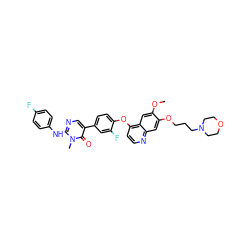 COc1cc2c(Oc3ccc(-c4cnc(Nc5ccc(F)cc5)n(C)c4=O)cc3F)ccnc2cc1OCCCN1CCOCC1 ZINC000043178754