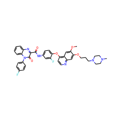 COc1cc2c(Oc3ccc(NC(=O)c4nc5ccccc5n(-c5ccc(F)cc5)c4=O)cc3F)ccnc2cc1OCCCN1CCN(C)CC1 ZINC001772628734