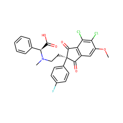 COc1cc2c(c(Cl)c1Cl)C(=O)[C@](CCN(C)[C@H](C(=O)O)c1ccccc1)(c1ccc(F)cc1)C2=O ZINC000028571219