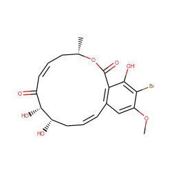 COc1cc2c(c(O)c1Br)C(=O)O[C@@H](C)C/C=C\C(=O)[C@@H](O)[C@@H](O)C/C=C/2 ZINC000473154573