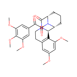 COc1cc2c(c(OC)c1)[C@@H]1[C@H]3CCC[C@@H](C(=O)N1CC2)N3C(=O)C(=O)c1cc(OC)c(OC)c(OC)c1 ZINC000035803180