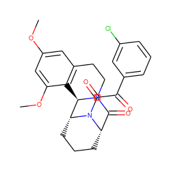 COc1cc2c(c(OC)c1)[C@@H]1[C@H]3CCC[C@@H](C(=O)N1CC2)N3C(=O)C(=O)c1cccc(Cl)c1 ZINC000035821227