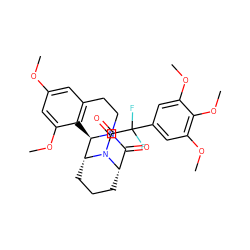 COc1cc2c(c(OC)c1)[C@@H]1[C@H]3CCC[C@@H](C(=O)N1CC2)N3C(=O)C(F)(F)c1cc(OC)c(OC)c(OC)c1 ZINC000169361676