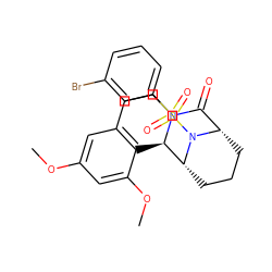 COc1cc2c(c(OC)c1)[C@@H]1[C@H]3CCC[C@@H](C(=O)N1CC2)N3S(=O)(=O)c1cccc(Br)c1 ZINC000058662365