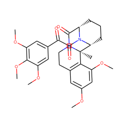 COc1cc2c(c(OC)c1)[C@]1(C)[C@H]3CCC[C@@H](C(=O)N1CC2)N3C(=O)C(=O)c1cc(OC)c(OC)c(OC)c1 ZINC000095602623