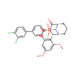 COc1cc2c(c(OC)c1)[C@H]1[C@H]3CCC[C@@H](C(=O)N1CC2)N3S(=O)(=O)c1ccc(-c2ccc(Cl)c(Cl)c2)cc1 ZINC000058554865