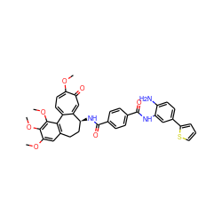 COc1cc2c(c(OC)c1OC)-c1ccc(OC)c(=O)cc1[C@@H](NC(=O)c1ccc(C(=O)Nc3cc(-c4cccs4)ccc3N)cc1)CC2 ZINC000299868233