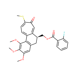 COc1cc2c(c(OC)c1OC)-c1ccc(SC)c(=O)cc1[C@@H](COC(=O)c1ccccc1F)C2 ZINC000013825446