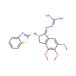 COc1cc2c(c(OC)c1OC)C[C@H](Sc1nc3ccccc3s1)/C2=N/N=C(N)N ZINC000101277713