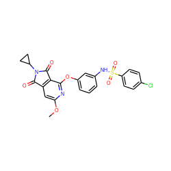 COc1cc2c(c(Oc3cccc(NS(=O)(=O)c4ccc(Cl)cc4)c3)n1)C(=O)N(C1CC1)C2=O ZINC000103236928