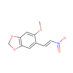 COc1cc2c(cc1/C=C/[N+](=O)[O-])OCO2 ZINC000000464161