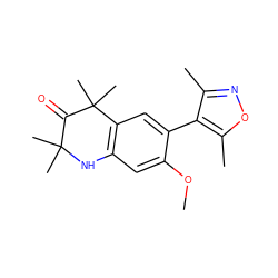 COc1cc2c(cc1-c1c(C)noc1C)C(C)(C)C(=O)C(C)(C)N2 ZINC000473122155