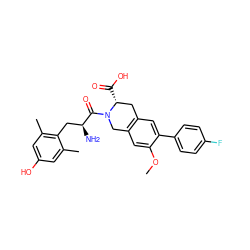 COc1cc2c(cc1-c1ccc(F)cc1)C[C@@H](C(=O)O)N(C(=O)[C@@H](N)Cc1c(C)cc(O)cc1C)C2 ZINC000029410831