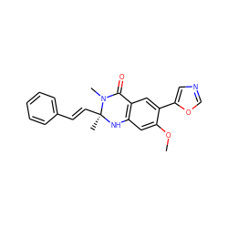 COc1cc2c(cc1-c1cnco1)C(=O)N(C)[C@](C)(/C=C/c1ccccc1)N2 ZINC000028529380