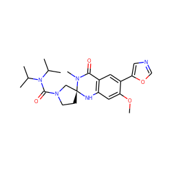 COc1cc2c(cc1-c1cnco1)C(=O)N(C)[C@]1(CCN(C(=O)N(C(C)C)C(C)C)C1)N2 ZINC000028529881