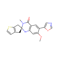 COc1cc2c(cc1-c1cnco1)C(=O)N(C)[C@]1(Cc3ccsc3C1)N2 ZINC000028529621