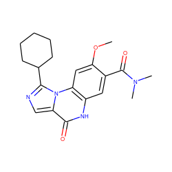 COc1cc2c(cc1C(=O)N(C)C)[nH]c(=O)c1cnc(C3CCCCC3)n12 ZINC000201415090