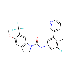 COc1cc2c(cc1C(F)(F)F)N(C(=O)Nc1cc(F)c(C)c(-c3cccnc3)c1)CC2 ZINC000013806171