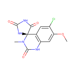 COc1cc2c(cc1Cl)[C@]1(NC(=O)NC1=O)N(C)C(=O)N2 ZINC000013455999