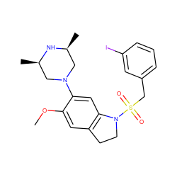 COc1cc2c(cc1N1C[C@H](C)N[C@H](C)C1)N(S(=O)(=O)Cc1cccc(I)c1)CC2 ZINC000028960711