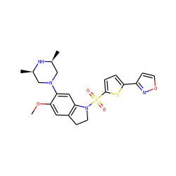 COc1cc2c(cc1N1C[C@H](C)N[C@H](C)C1)N(S(=O)(=O)c1ccc(-c3ccon3)s1)CC2 ZINC000028960742