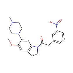 COc1cc2c(cc1N1CCN(C)CC1)N(C(=O)Cc1cccc([N+](=O)[O-])c1)CC2 ZINC000095607698