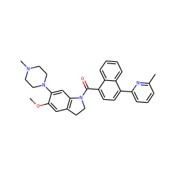 COc1cc2c(cc1N1CCN(C)CC1)N(C(=O)c1ccc(-c3cccc(C)n3)c3ccccc13)CC2 ZINC000028522553