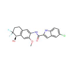 COc1cc2c(cc1NC(=O)c1cc3cc(Cl)ccc3[nH]1)CCC(F)(F)[C@@H]2O ZINC000040380637