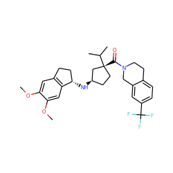 COc1cc2c(cc1OC)[C@@H](N[C@@H]1CC[C@@](C(=O)N3CCc4ccc(C(F)(F)F)cc4C3)(C(C)C)C1)CC2 ZINC000299854719