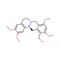 COc1cc2c(cc1OC)[C@@H]1Cc3c(CO)c(OC)cc(OC)c3CN1CC2 ZINC000084726858