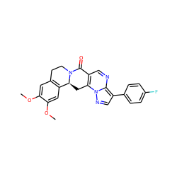 COc1cc2c(cc1OC)[C@@H]1Cc3c(cnc4c(-c5ccc(F)cc5)cnn34)C(=O)N1CC2 ZINC000001390395