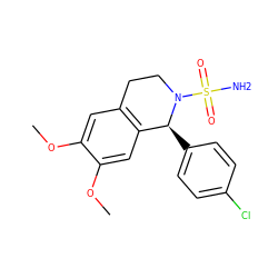 COc1cc2c(cc1OC)[C@H](c1ccc(Cl)cc1)N(S(N)(=O)=O)CC2 ZINC000040894793