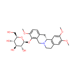 COc1cc2c(cc1OC)[C@H]1Cc3ccc(OC)c(O[C@@H]4O[C@H](CO)[C@@H](O)[C@H](O)[C@H]4O)c3CN1CC2 ZINC000095596506