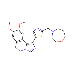 COc1cc2c(cc1OC)-c1c(-c3cnc(CN4CCCOCC4)s3)ncn1CC2 ZINC000084618424