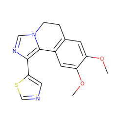 COc1cc2c(cc1OC)-c1c(-c3cncs3)ncn1CC2 ZINC000084616669