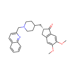 COc1cc2c(cc1OC)C(=O)[C@@H](CC1CCN(Cc3ccc4ccccc4n3)CC1)C2 ZINC001204503339