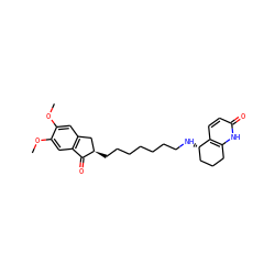 COc1cc2c(cc1OC)C(=O)[C@H](CCCCCCCN[C@H]1CCCc3[nH]c(=O)ccc31)C2 ZINC000095581542