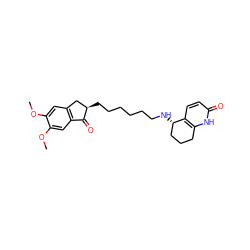 COc1cc2c(cc1OC)C(=O)[C@H](CCCCCCN[C@H]1CCCc3[nH]c(=O)ccc31)C2 ZINC000095585375