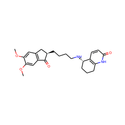 COc1cc2c(cc1OC)C(=O)[C@H](CCCCN[C@H]1CCCc3[nH]c(=O)ccc31)C2 ZINC000095581844