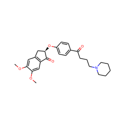 COc1cc2c(cc1OC)C(=O)[C@H](Oc1ccc(C(=O)CCCN3CCCCC3)cc1)C2 ZINC000040860317