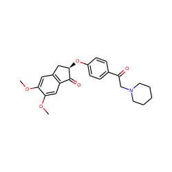 COc1cc2c(cc1OC)C(=O)[C@H](Oc1ccc(C(=O)CN3CCCCC3)cc1)C2 ZINC000040380687