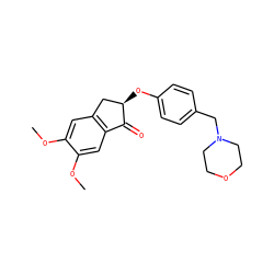 COc1cc2c(cc1OC)C(=O)[C@H](Oc1ccc(CN3CCOCC3)cc1)C2 ZINC000028335257