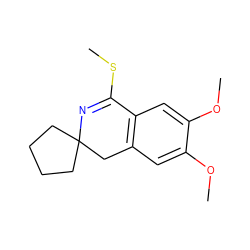 COc1cc2c(cc1OC)C(SC)=NC1(CCCC1)C2 ZINC000000104117