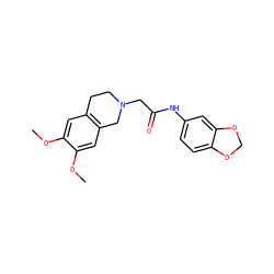 COc1cc2c(cc1OC)CN(CC(=O)Nc1ccc3c(c1)OCO3)CC2 ZINC000003378989