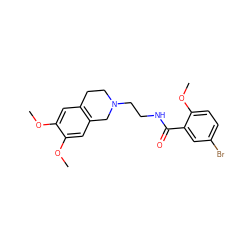 COc1cc2c(cc1OC)CN(CCNC(=O)c1cc(Br)ccc1OC)CC2 ZINC000013588505